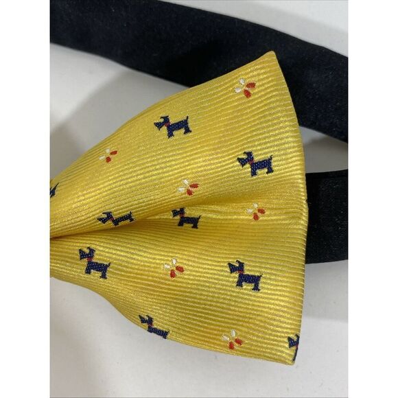 Mens Adjustable Vintage Bowtie Yellow Scottie Dog Terrior - Picture 3 of 7